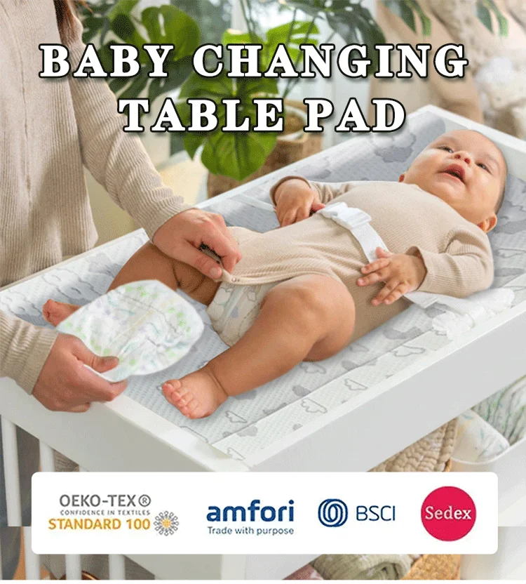 Non-slip Bottom Super Soft Bamboo Fiber Baby Changing Pad Cover for Newborn Baby manufacture