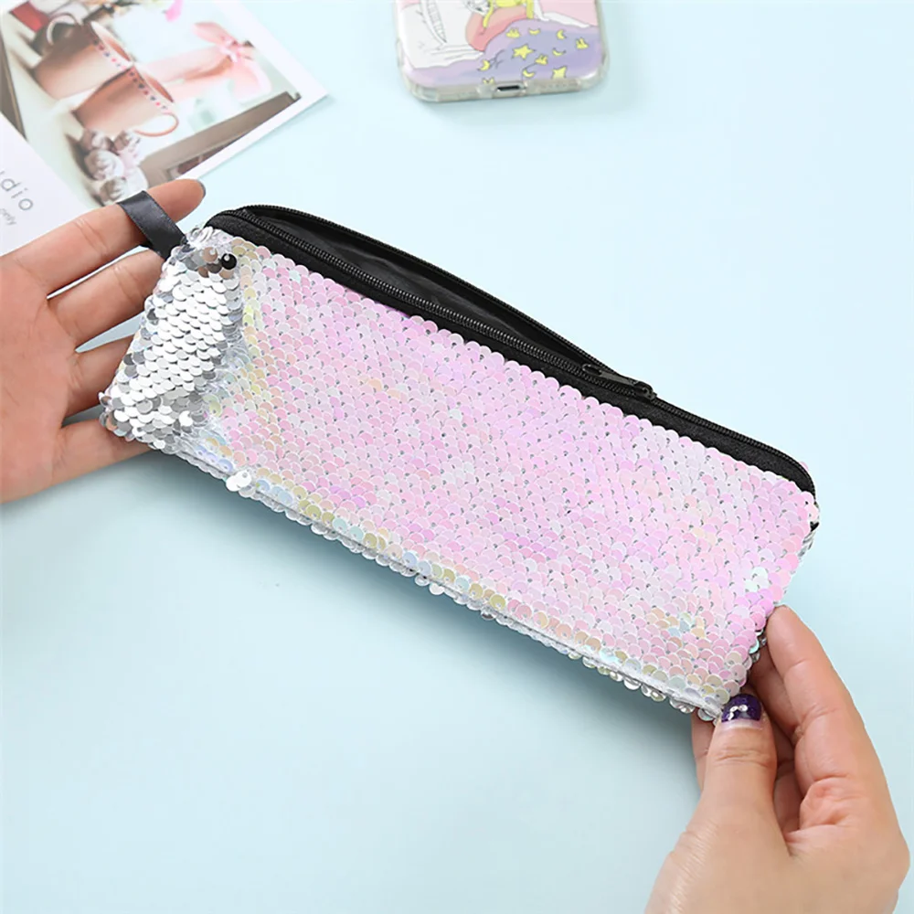 Wholesale Wholesale Sequin Pencil Cases Stationery Storage Pen Bags  Students Pencil Bag Woman Makeup Bags Coin Purse Pouch From m.