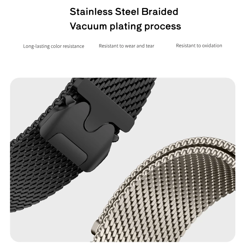 Bracelet Maille Milan Acier Inoxydable 22 Mm - Compatible Galaxy Watch, Garmin, Huawei, Amazfit - Fermoir Magnétique Réglable