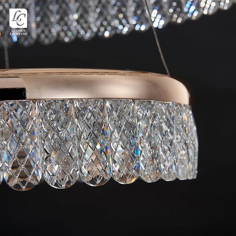 P0057 Modern Indoor Decoration Gold Chandelier Living Room Dining Room Acrylic LED Pendant Light