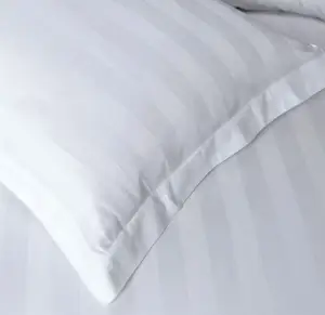 Premium White Hotel Bedding 4PC Set with 1cm Stripe
