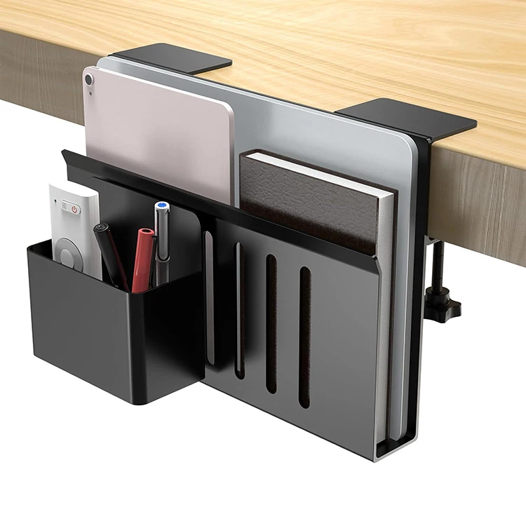 thumbnail image 2 of JGTONG Desk Side Storage, 2 Tier Hanging Desk Organizer No Drill, Alloy Steel Under Desk Storage 2 of 14