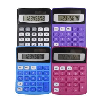 Colour 8 digits display calculator with dual power for student in school
