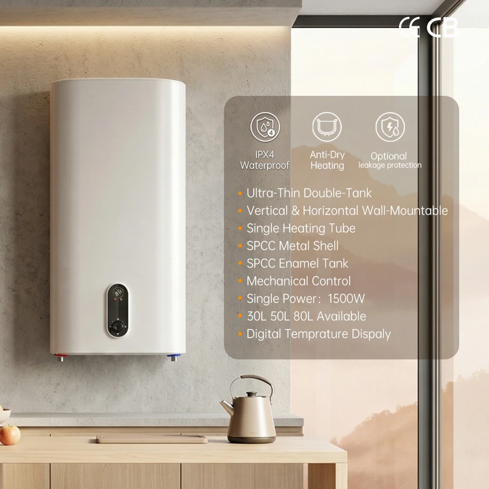 30L/50L/80L 220V LED Digital Temperature Customizable Wall-mounted Energy Efficient Hotel Household Electric Water Heater