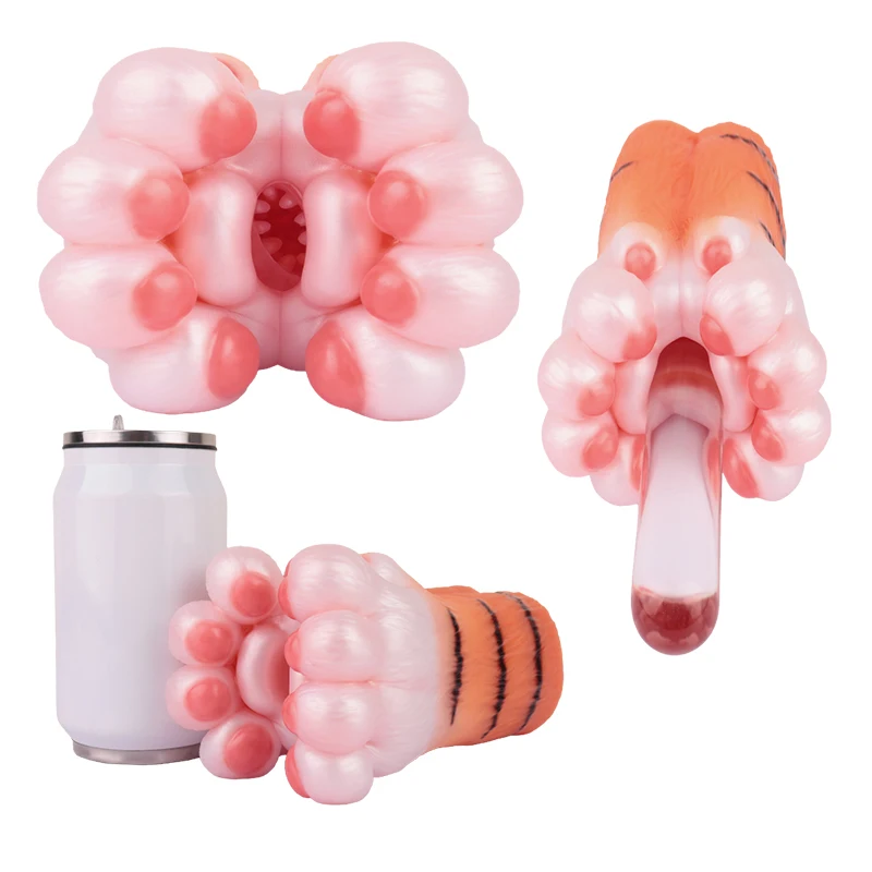 GEEBA 818g Colorful Tiger Cute Soft Webbed Feet Male Masturbator Sex Toys  Penis Massage Stroker for Man Pleasure Sex Toys