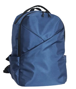 Navy Polyester Backpack, Breathable Mesh Straps & Spacious Dual Compartments for Daily Use