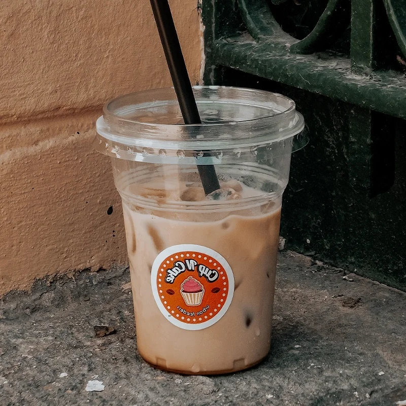 Takeaway Printing Logo Juice Milk Tea Cup Clear Plastic Bubble Tea Cup