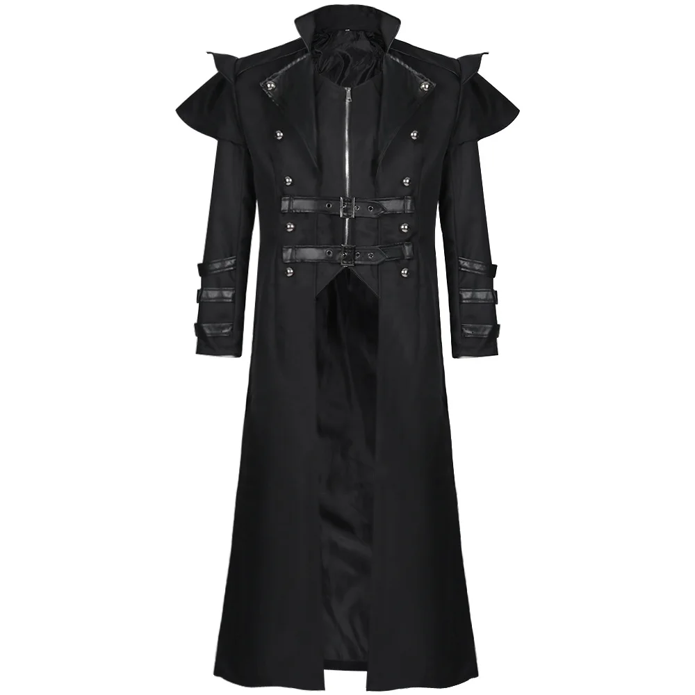 Halloween Medieval Vintage Long Jacket Black Men's Clothing Gothic ...