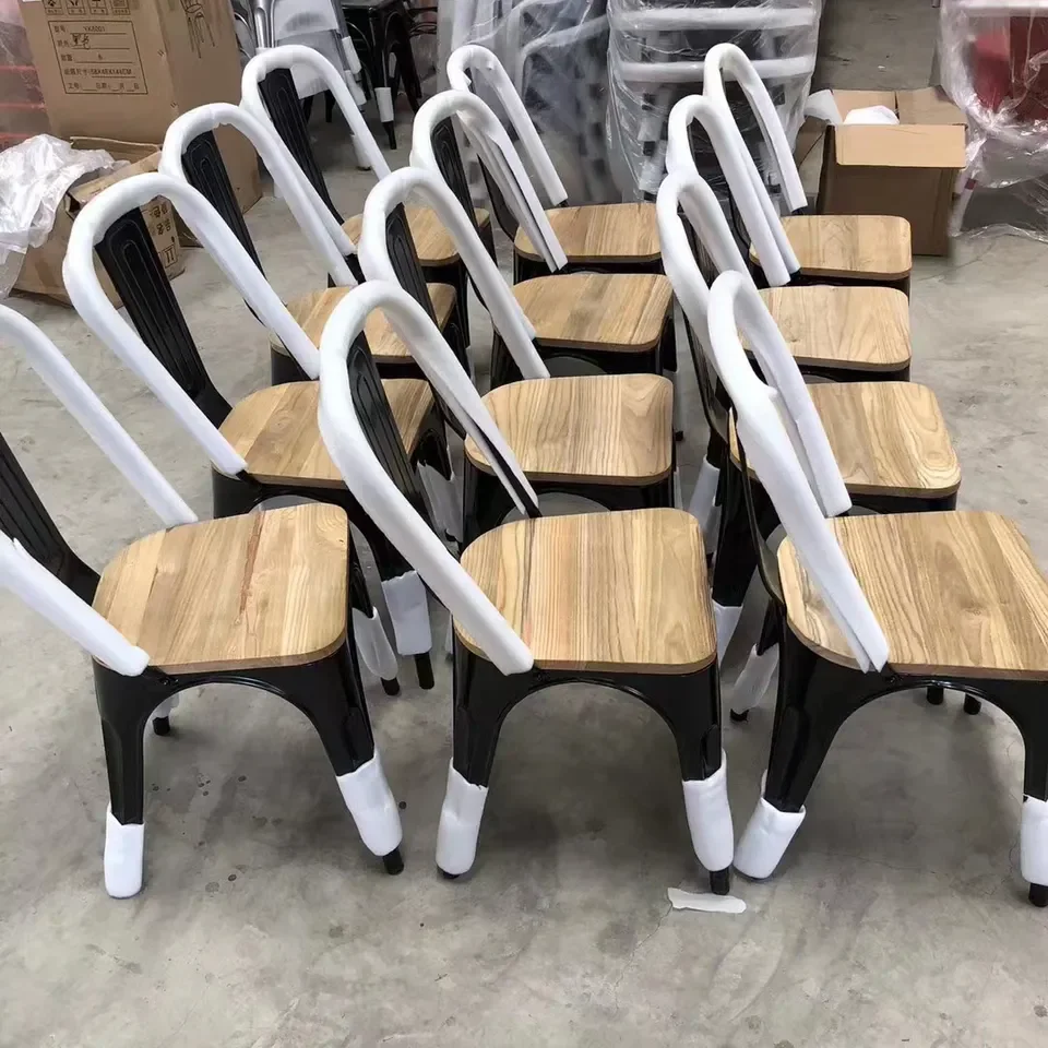 Горячая распродажа, Лучшая цена, железный современный дизайн, винтажный промышленный Деревянный Обеденный металлический стул