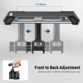 NEEWER 2 in 1 Top Handle/Side Handle, Camera Cage Video Rig Handle with 360 Rotatable NATO Rail Clamp, 1/4" Threads, Cold detail image