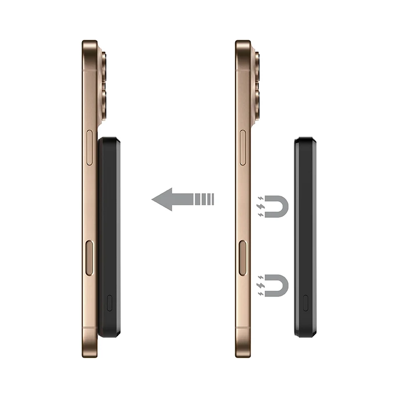 PD3.0 20W Fast Charging Magnetic Power Bank 5000mAh Ultra-thin Portable 15W Wireless Charging Portable Charger Black White PB217