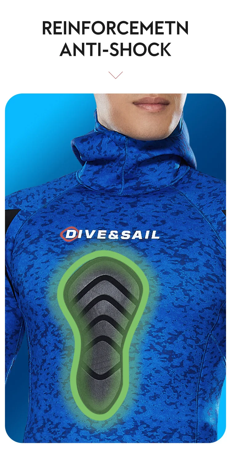 Dive&sail 2 Piece Limestone Cr Neoprene Freediving Suit Hooded