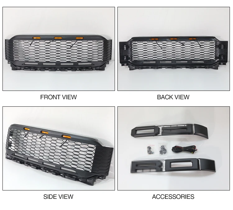 Custom Car Grills Grill For Ford F150 2021 2022 2023 Raptor Style Front Bumper Grille Upgrade