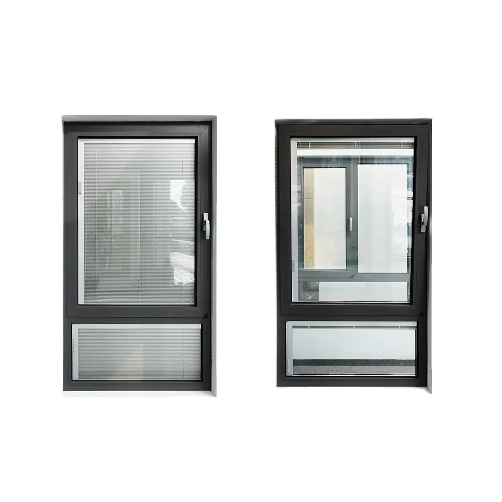 Aluminum frame casement windows built inside blinds window casement french style window for office