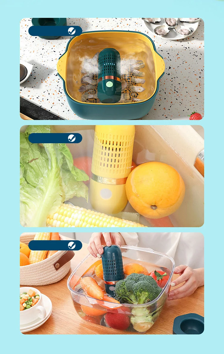 Hot Selling Food Washer Cleaner Waterproof Portable Capsule Style Wireless Fruit and Vegetable Food Purifier for Kitchen