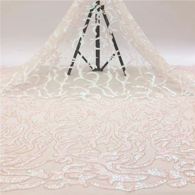 Топ свадебное платье вязаное крючком бисером серебряные блестки ткань белая блестящая кружевная ткань свадебная ткань Роскошная вышивка бусины Блестки