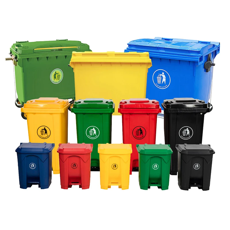 50L/70L/100L/120L/240L/360L/660L/1100L Plastic Foot Pedal Dustbin Trash Can Waste Bin With Wheels and Foot Pedal