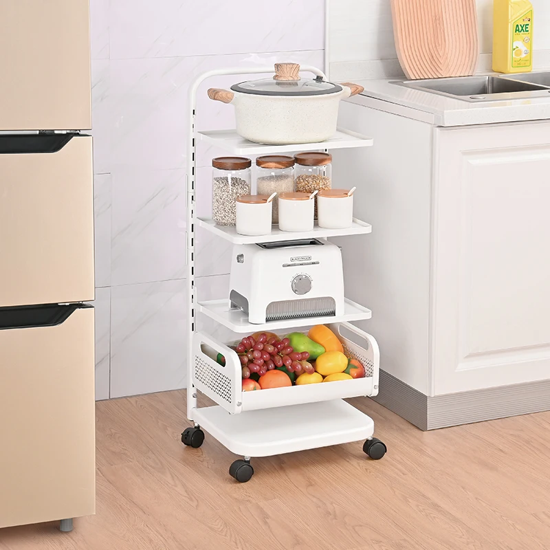 Multi-layer Metal Rolling Kitchen Utility Trolley Cart Adjustable Layer Pot Holder Pan Storage Pot Rack With Wheels