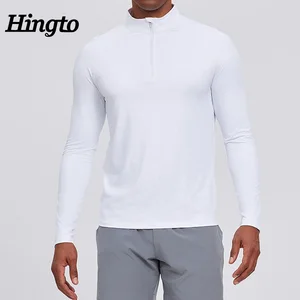 OEM Factory Mens Quick Dry Fitness Top High Quality Sports Running Gym Shirts Men Jogging Long Sleeve Blank Shirt with Half Zip