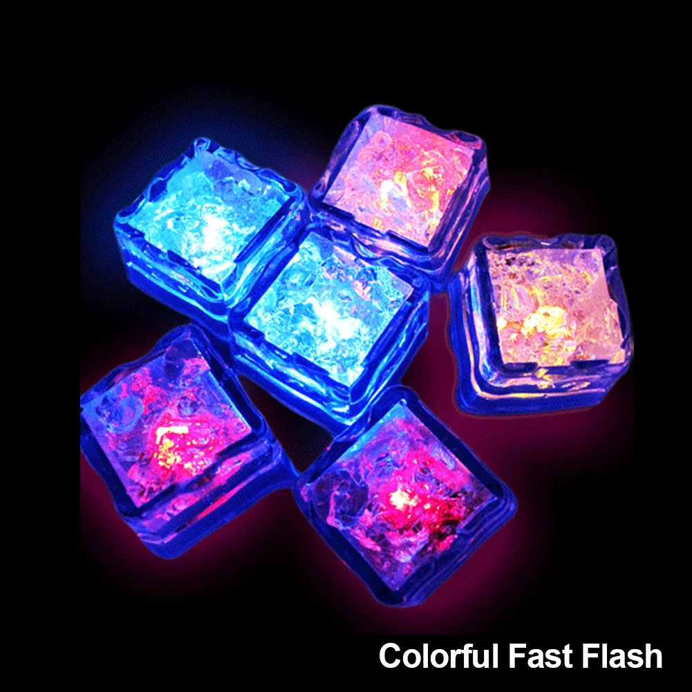Reusable Glowing Flashing Multi Color Liquid Sensor Led Light Up Ice