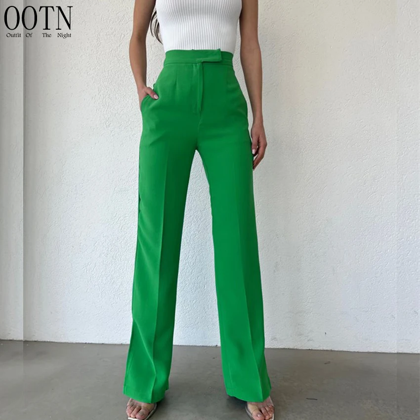 Ootn Casual Loose Straight Side Slit Pant Fashion Allmatch Office