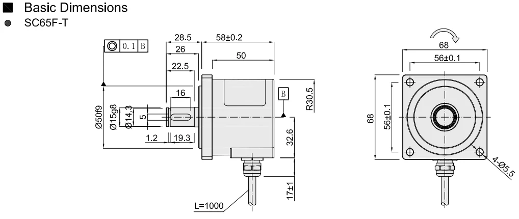 Rotary Flange Encoder Sc65f Similar To Mf-102.49m-c05l With 15mm Shaft ...