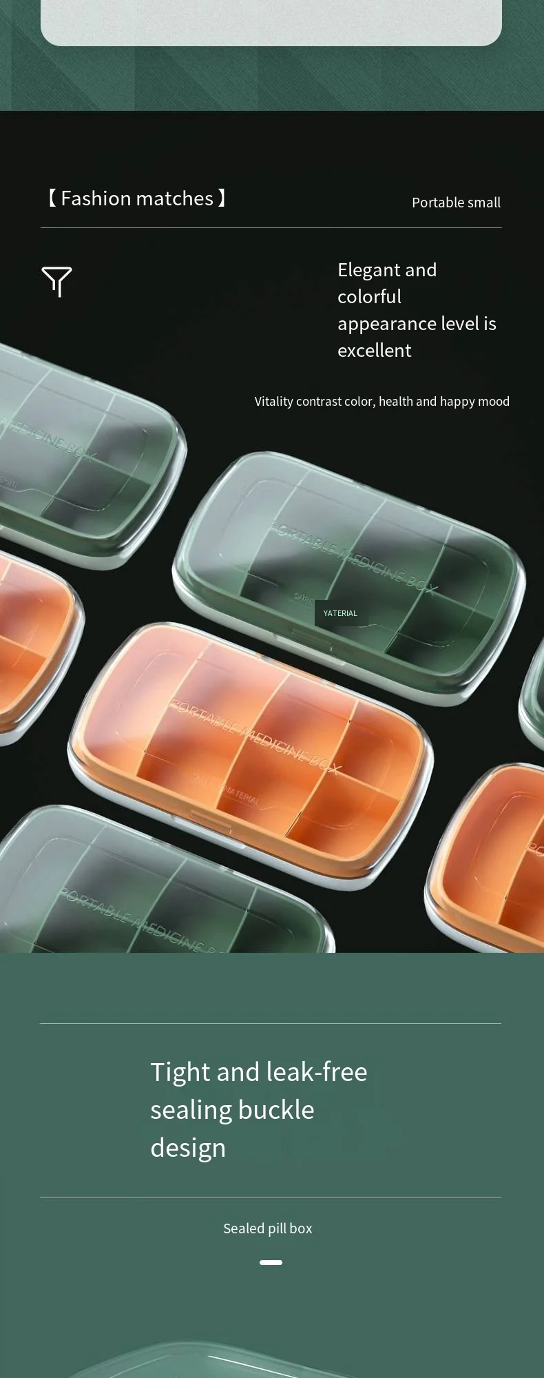 7-compartment sealed pill box portable moisture-proof one-week pill dispensers for travel medicine box supplier