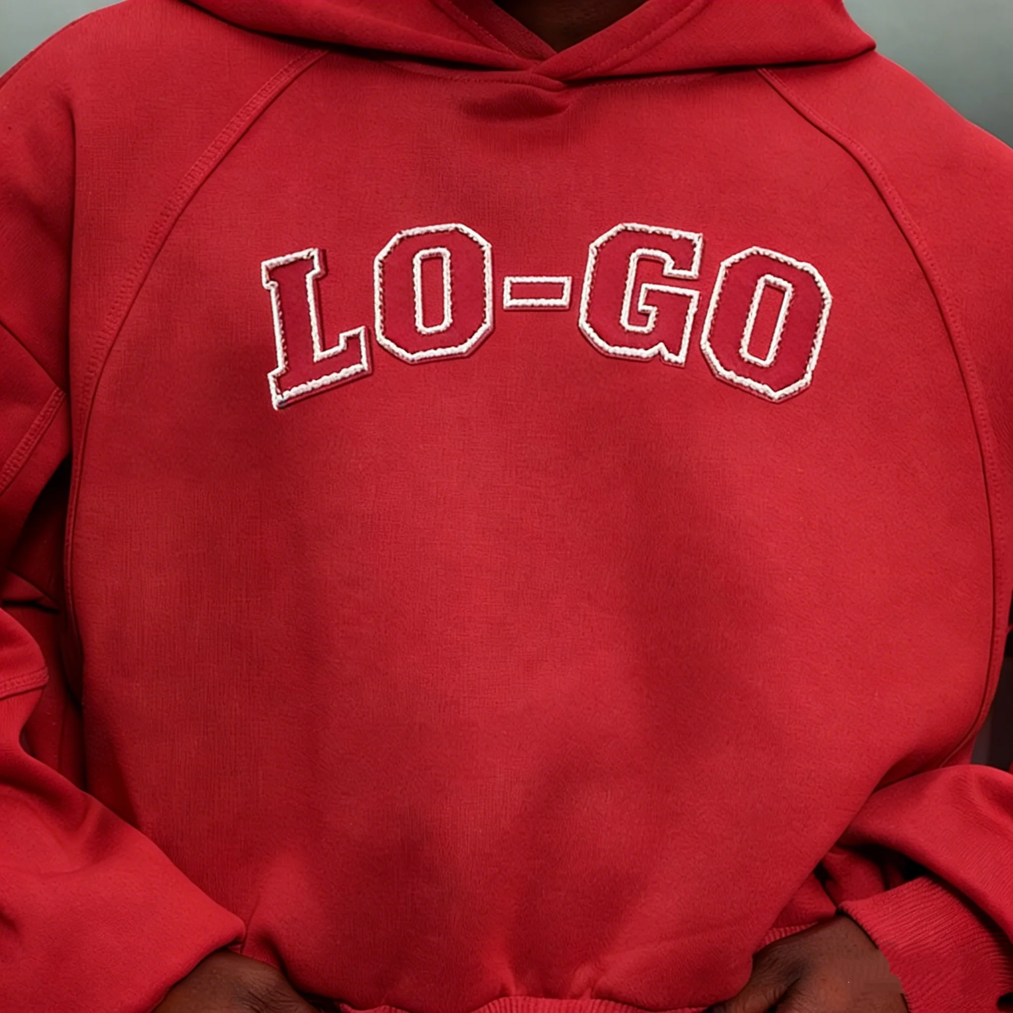 330G 100% Cotton Clothing Vintage Patchwork Logo Affixed Cloth Men 3D Embroidery Hoodies Printing Applique Embroidery Hoodie