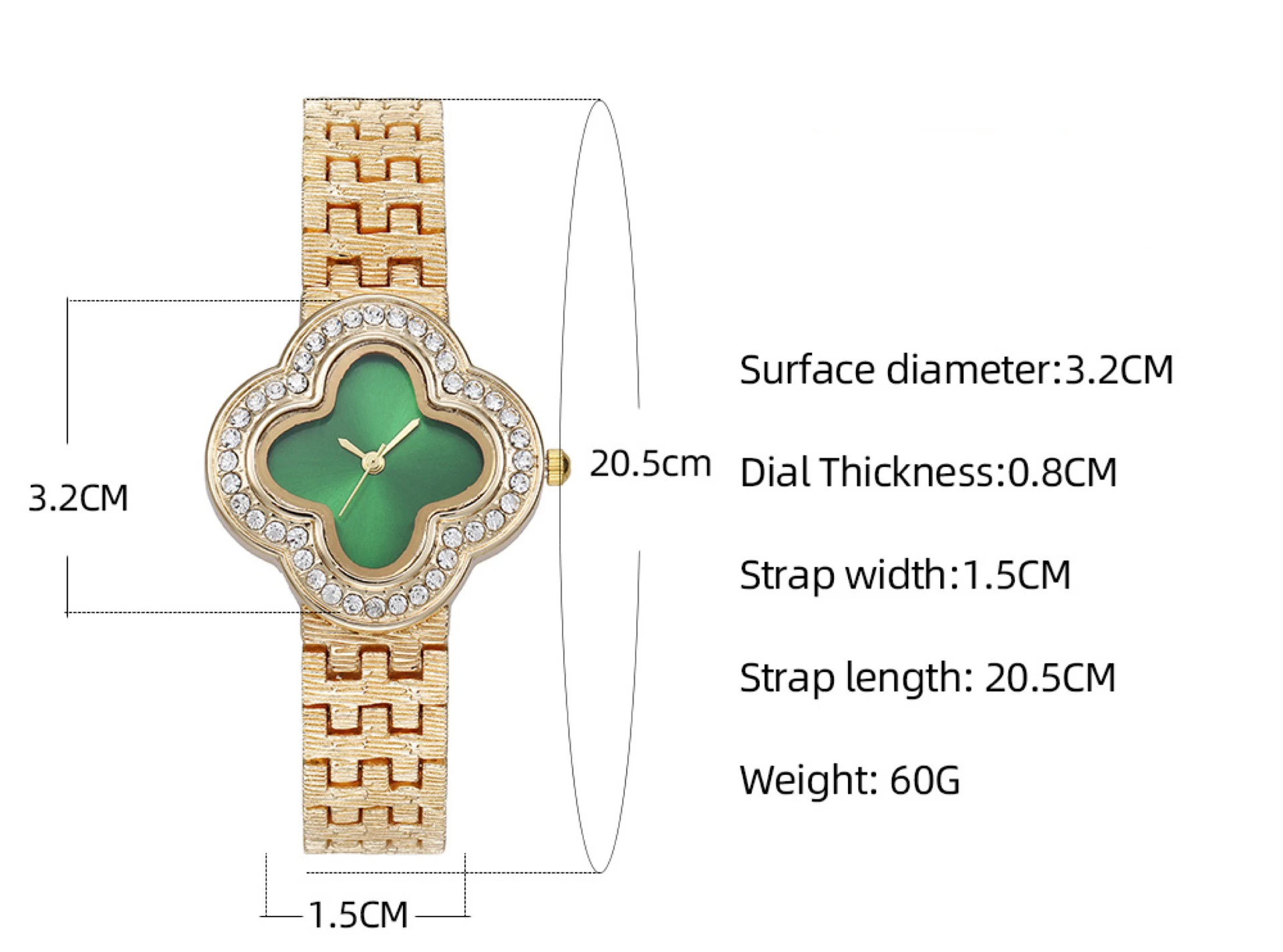 8473 Stainless Steel Watch - Green Clover Dial Luxury