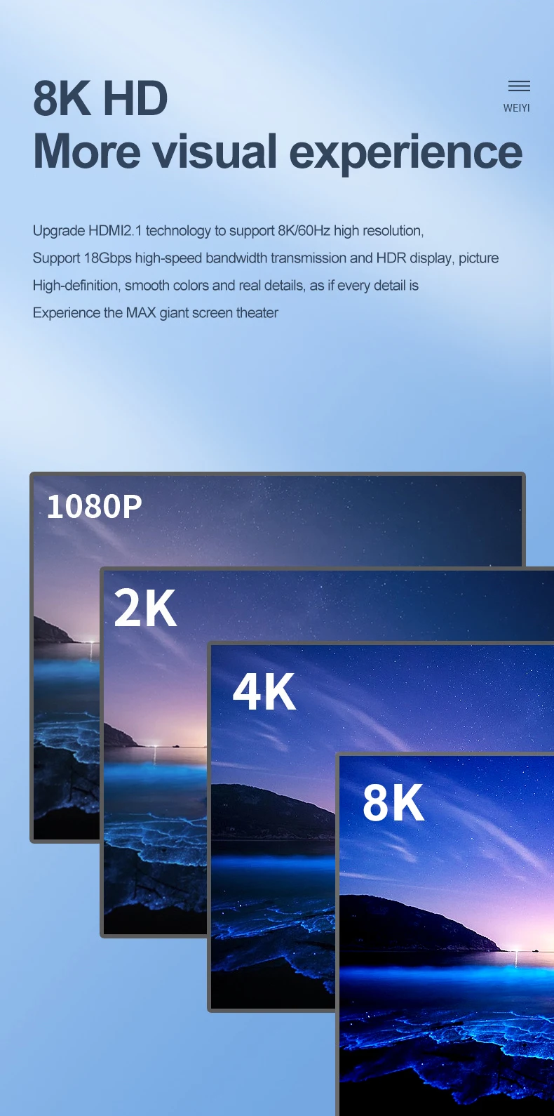 Justlink 8K 48Gbps UHD HDMI V2.1 8K 60Hz hdmi Cable 4K 120Hz Cable for Home Theater Monitor Computer Projector插图1