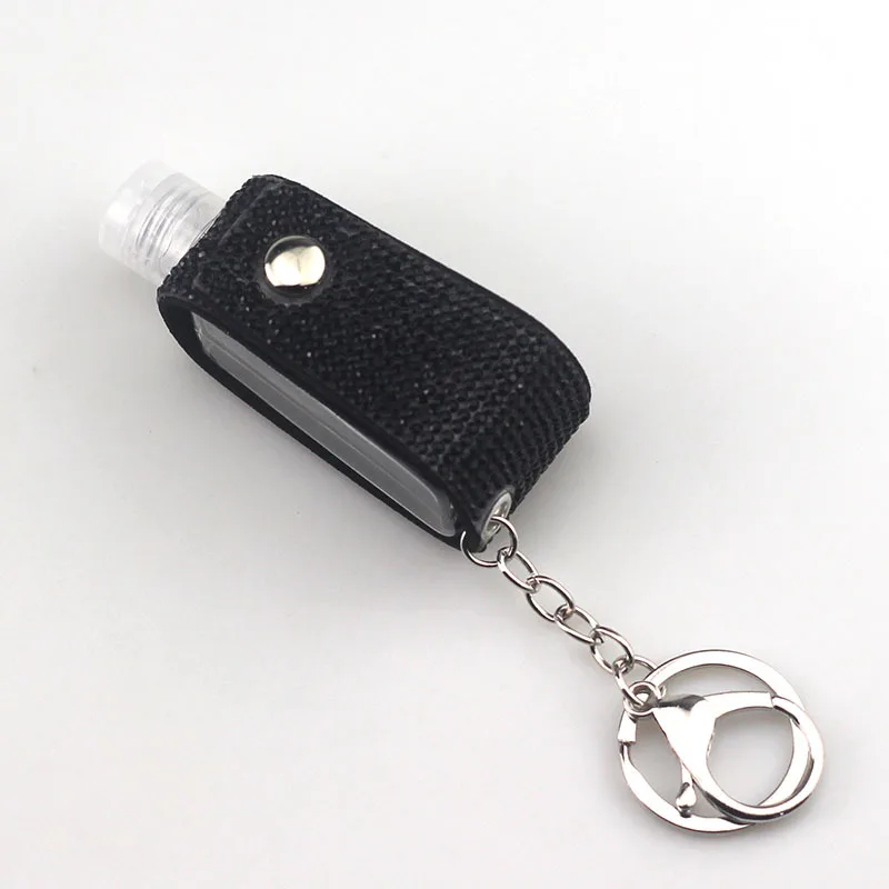 Dickmon Refillable Hand Sanitizer Bottle Key Chains Full Diamond Leather Holder Keychain Hand