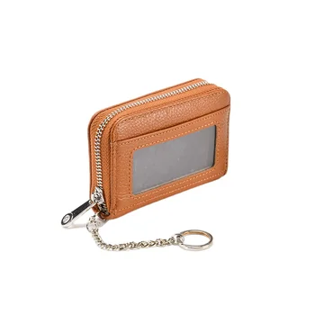 Genuine leather men's and women's universal multi card holder RFID anti demagnetization bank card holder protective cover