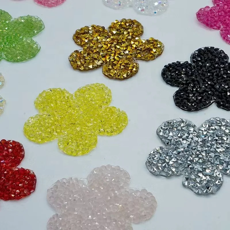 Beautiful crystal flower rhinestone applique custom iron on patches for diy t shirt