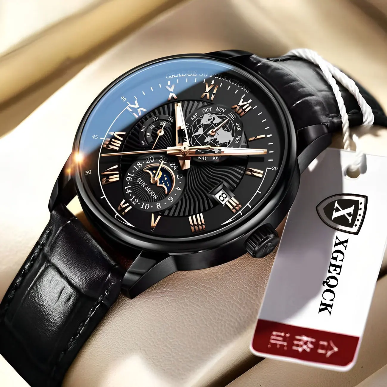 New Fashion Men Watch Leather Quartz Men's Wristwatch Waterproof ...
