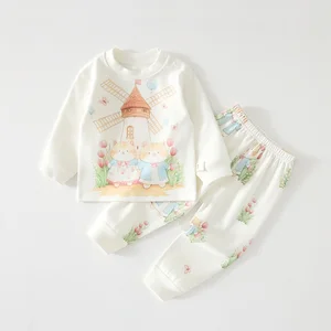 Baby Clothing Sets Panda Loungewear Soft Fleece Tops Pants Toddler Girls Clothing Sets