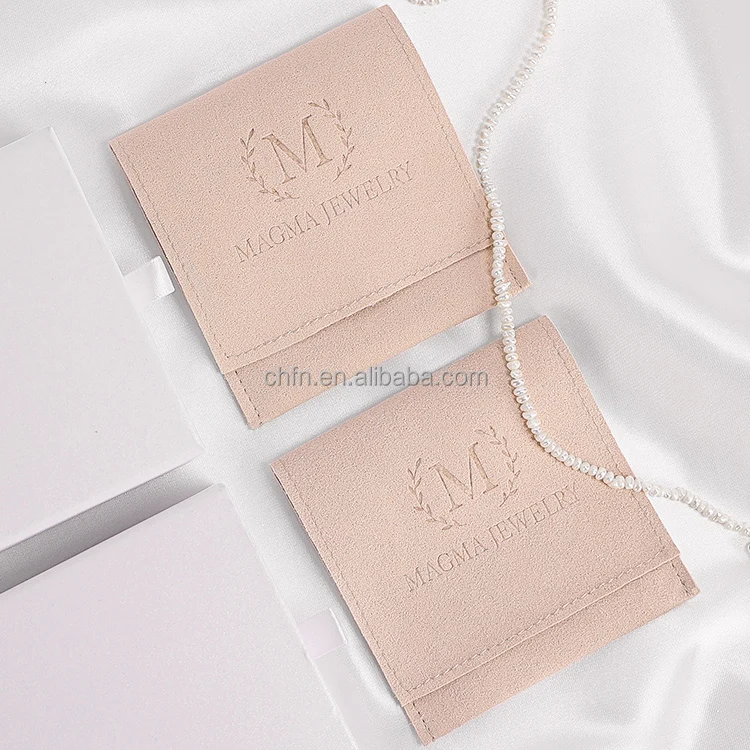 Customize Microfiber Fabric Envelop Small Luxury Jewelry Packaging Pouch Microfiber Bag With Enbossed