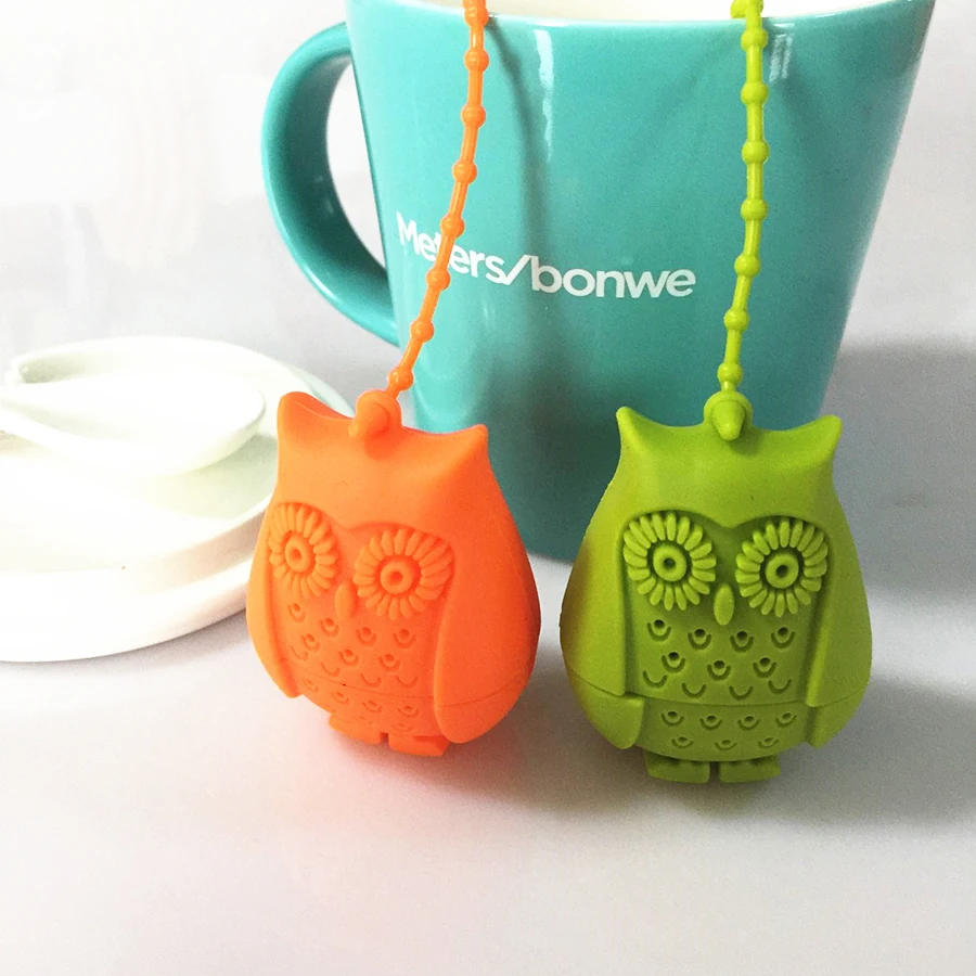 Reusable Safe Loose Leaf Tea Bags Strainer Filter Fun Cartoon Tea Accessories ADYTUI 5 Pack Cute Owl Silicone Tea Infuser