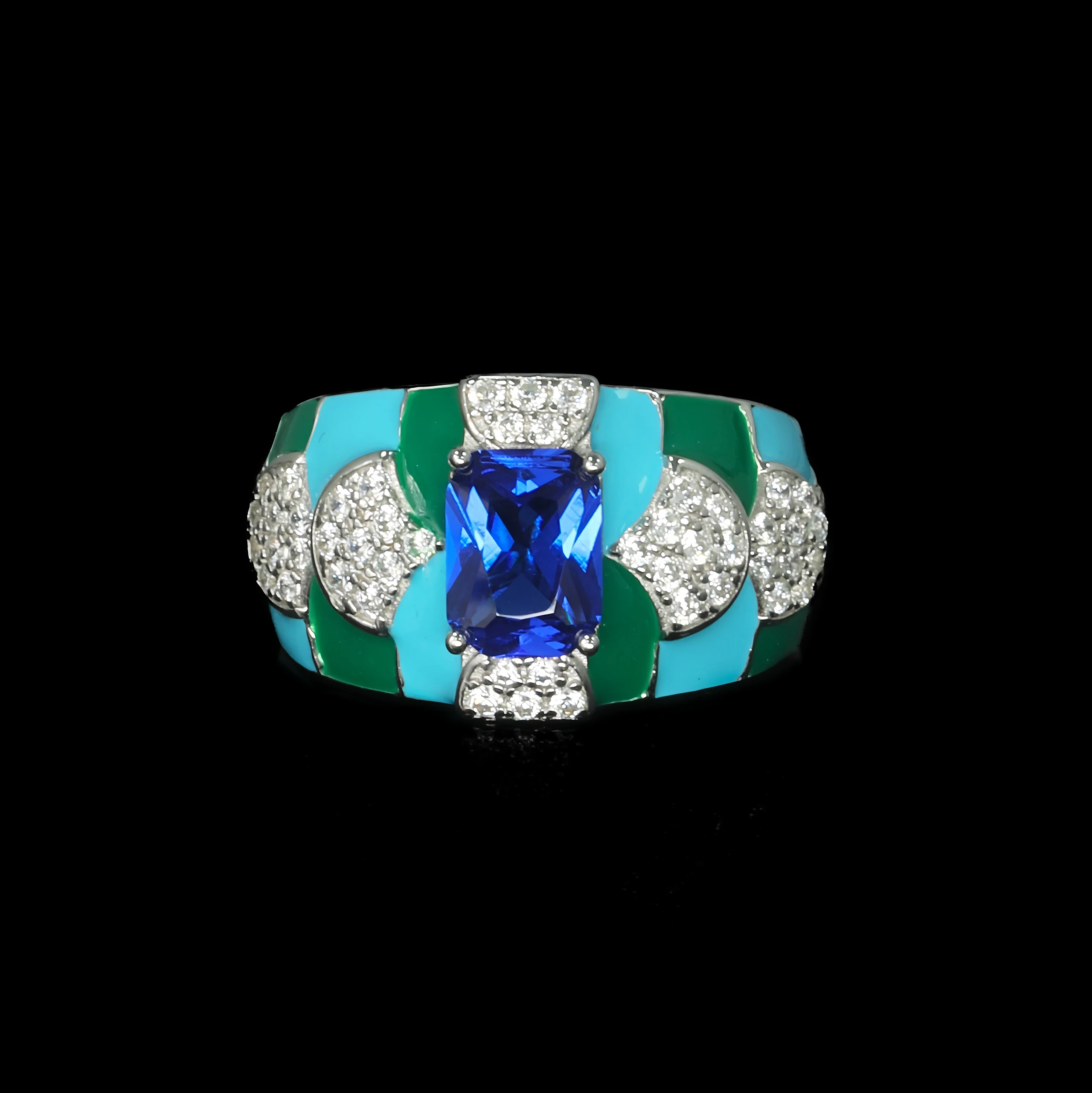 MUSHAN Jewelry Factory High Quality 925 Sterling Silver Ring with 5A Blue High Carbon Diamond Fine Jewelry Fashion Women Rings