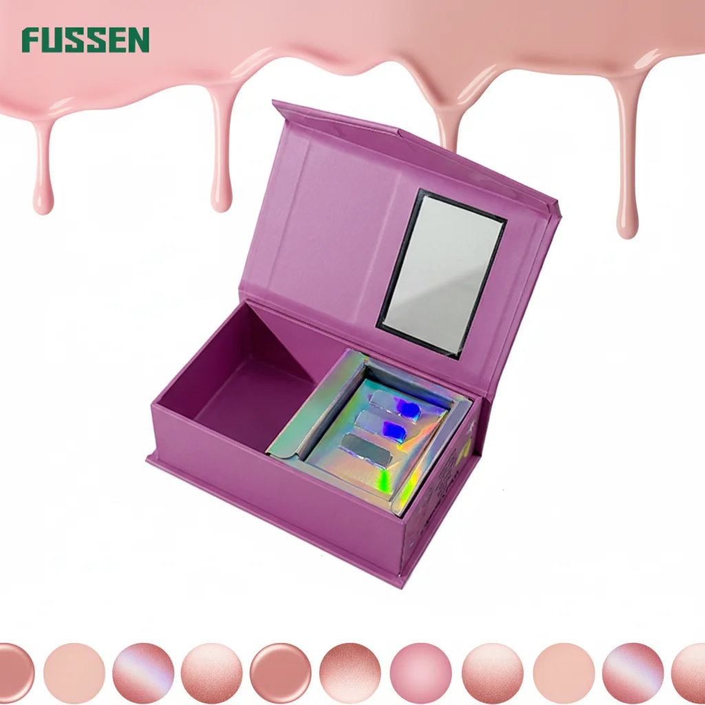FUSSEN Premium Magnetic Gift Box for Press on Nails with Window and Custom Insert for Luxury Presentation