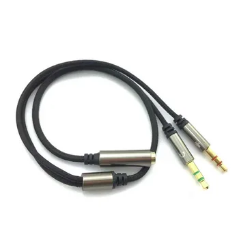Computer headphone braided cable adapter 1.5m PC 2 in 1 Mic 3.5mm TRS Aux stereo audio cable