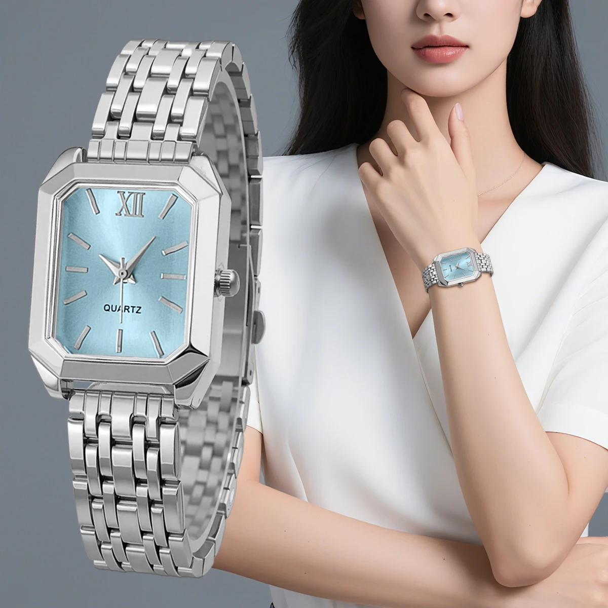 Elegant Gold & Silver Ladies Alloy Strap Watch