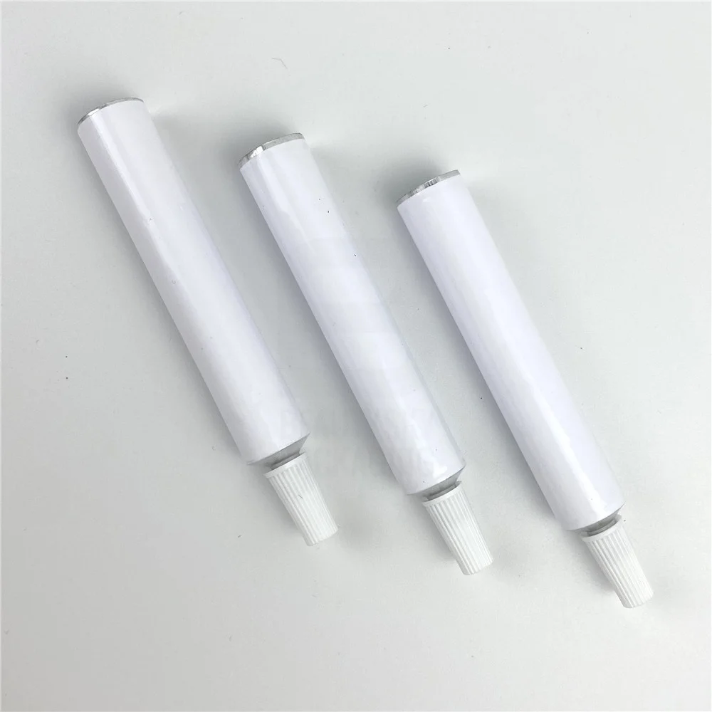 Stock 5ml  High Quality White Plain Eye Ointment Pharmaceutical  Long Nozzle Aluminium Collapsible Tube