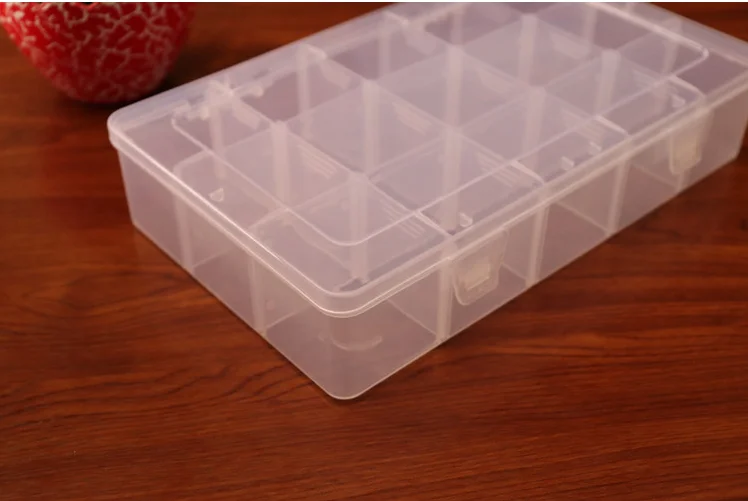 15 Сетка Коробка Для Хранения Прозрачный отделения съемные перегородки органайзер хранилище сумочка пластиковая коробка ювелирных изделий серьги держатель Органайзер