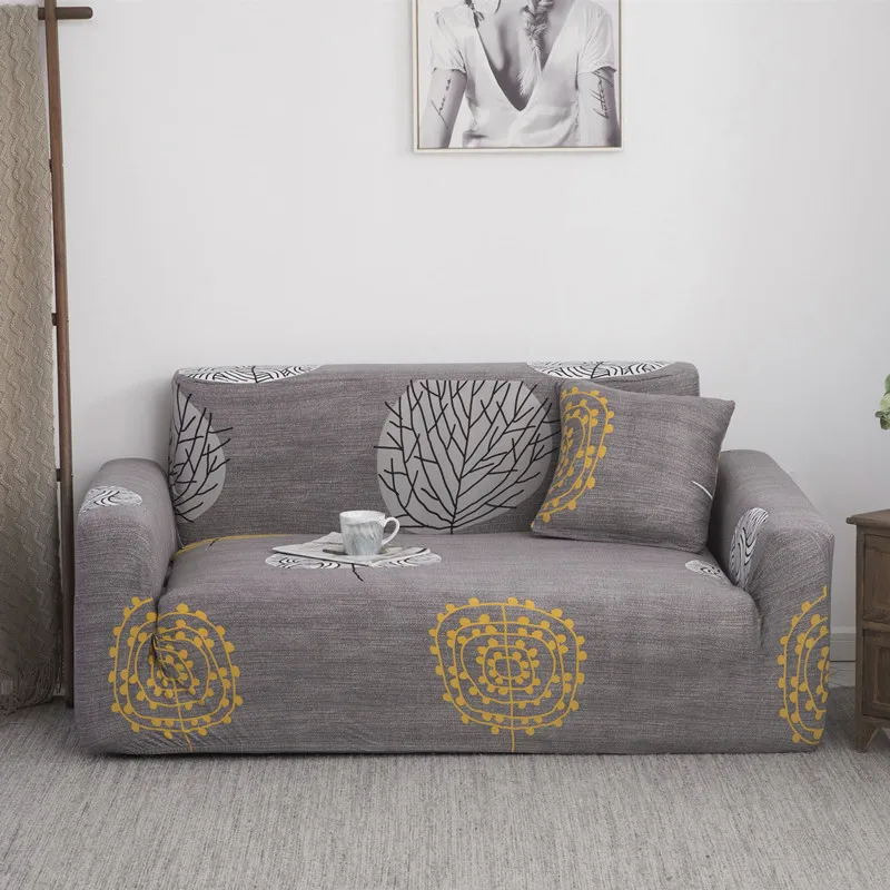 Эластичный чехол для дивана с принтом нескользящий домашний готовый L-образной формы