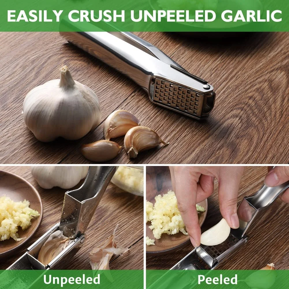 Garlic Press Stainless Steel, Garlic Mincer Tool With Square Hole - Rust  Proof, Professional Grade Garlic Crusher - Dishwasher Safe, Garlic Tools