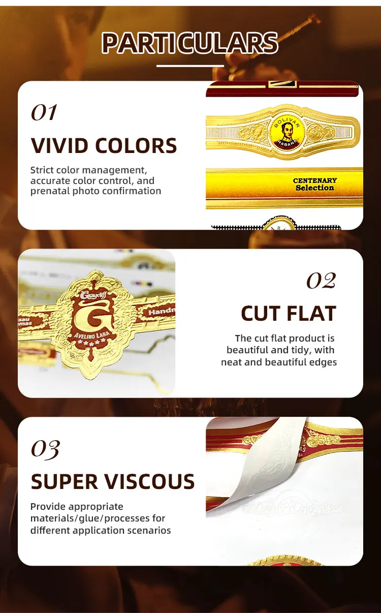 Custom Gold Foil Cigar Band Labels Embossed 3d Logo Security Stickers