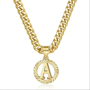 Hollow Out 26-letter Gold Letter Simple Collarbone Necklace for Women and Men Cuban Chain Christmas Gift Jewelry