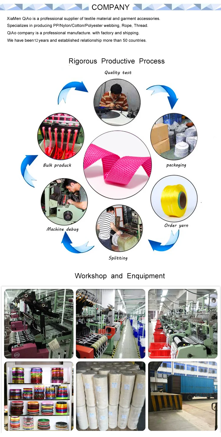 Nylon PP Polyester Webbing Strap for Bag and Belt Customized Size Logo Available