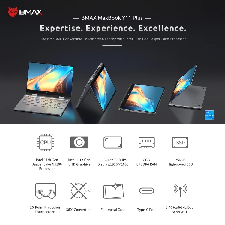 Best Price BMAX MAXBook Y11 Plus 11.6 Inch 8GB+256GB Win 10 Gemini