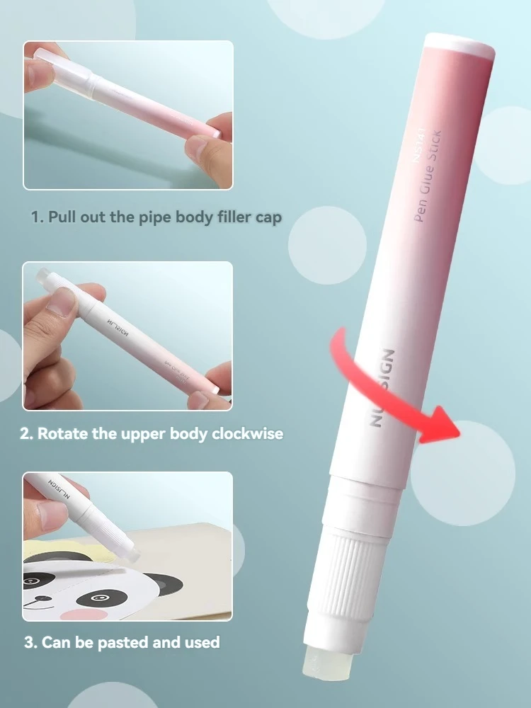 Deli NS141 Newsay Pen Type Solid Glue Stick 3 Packs of Mixed Color High Viscosity Safe Non-toxic and Non-formaldehyde